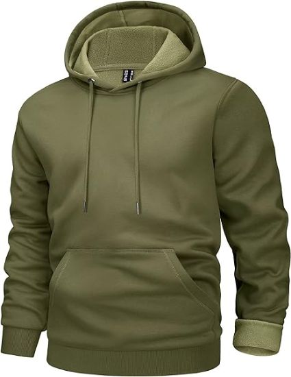 Picture of Autumn and winter new men's plush hoodie with standing collar and half zipper long sleeves