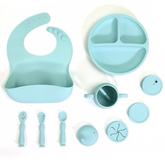 Picture of Silicone cutlery set full baby bib plate