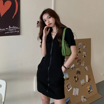 Picture of Temperament Short sleeved Zipper Dress