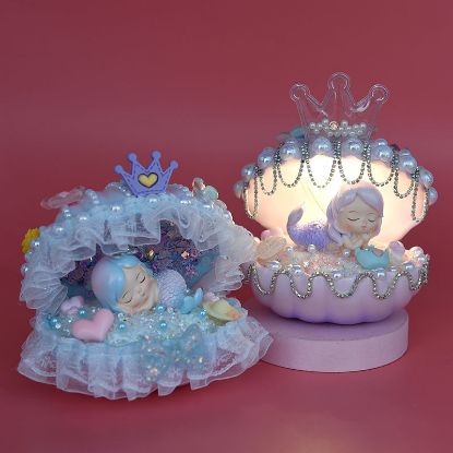 Picture of Children's handmade DIY cream glue mermaid shell nightlight