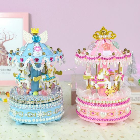 Picture of Children's handmade creative diy light-up music box carousel