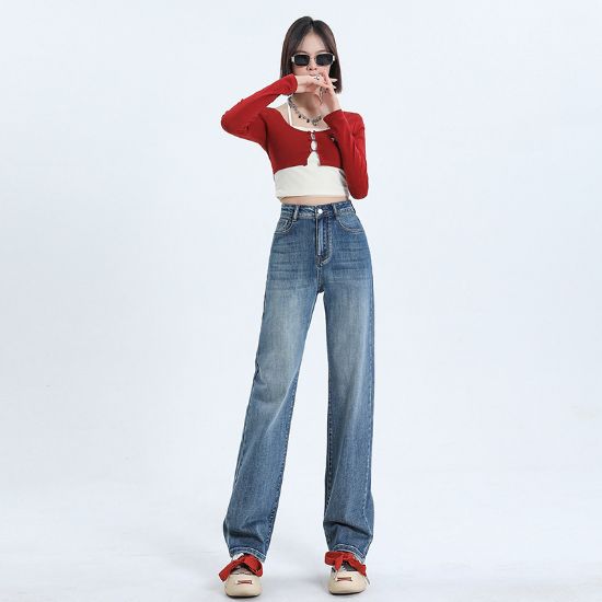 Picture of High waisted wide leg straight leg pants