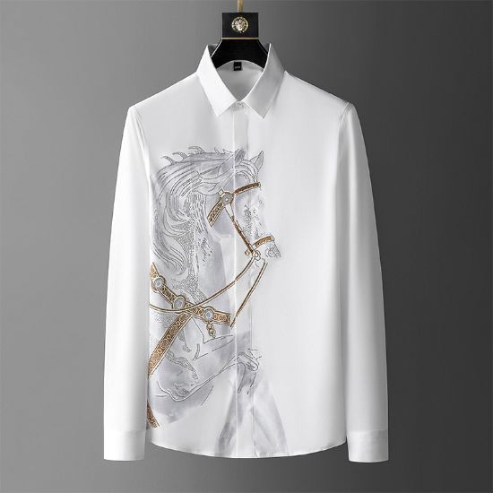 Picture of Spring and Autumn Long sleeved White Men's Shirt, Men's Business and Leisure New Style